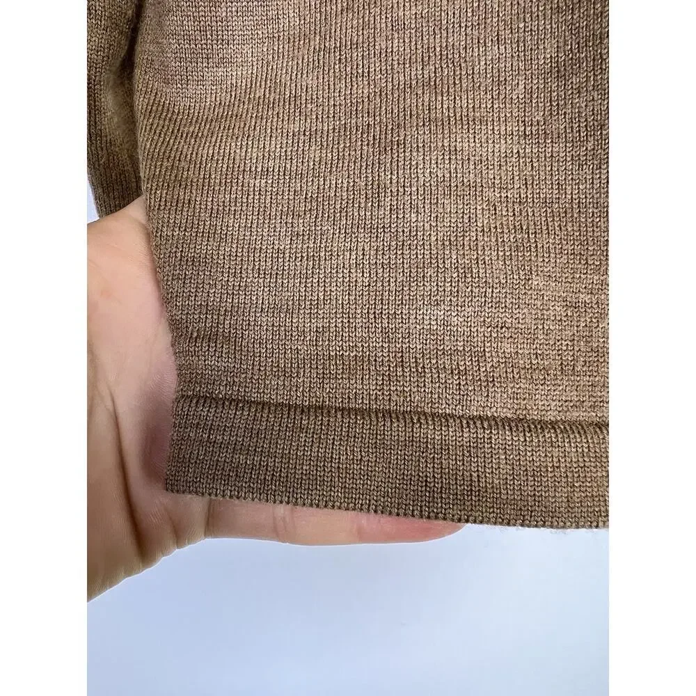 VTG Faconnable Sweater Mens L Merino Wool V Neck Pullover Brown Preppy‎